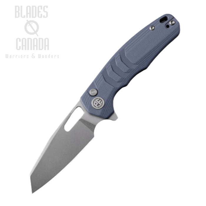 Petrified Fish Trilobite Reverse Tanto Folding Knife, 14C28N SW, G10 Blue, PFE17BW